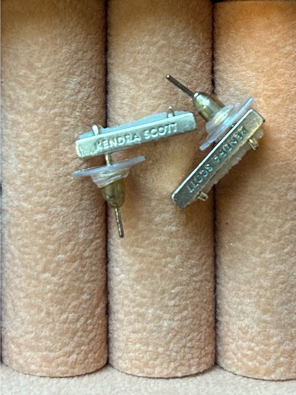 Kendra Scott Gold Iridescent Druzy Bar Stud Earrings - Picture 10 of 11